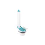 Válvula de descarga salida 13 l Olympus Incesa Standard, vista frontal del mecanismo blanco con piezas en color turquesa