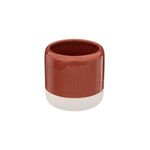 Accesorios para baño 3 piezas café 5five, primer plano del porta cepillos cerámico con base blanca y cuerpo café