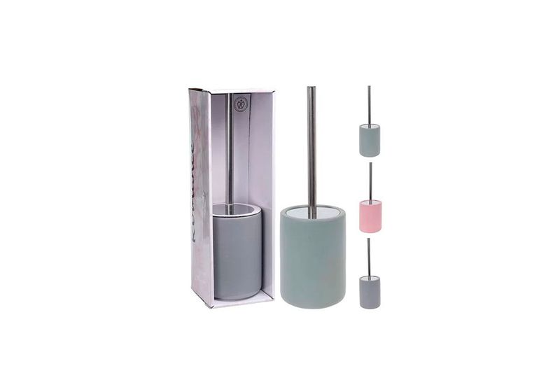 Isopo para baño con base surtido Koopman, set de tres colores gris, verde y rosa con sus respectivos empaques