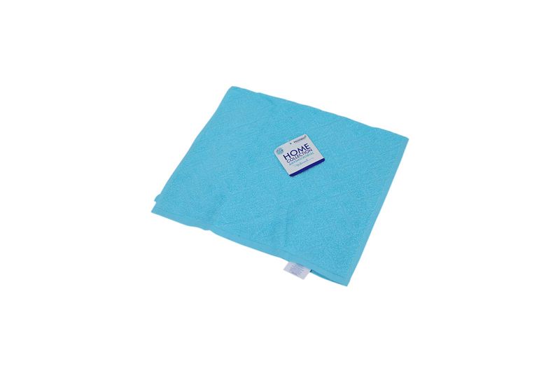 Toalla de mano pool azul 219 antimicrobial Hilasal, doblada con etiqueta blanca y azul sobre fondo blanco