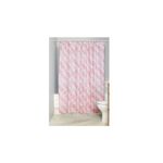 Cortina de baño Sazzling blush Sttelli, instalada en el baño con diseño tie-dye en tonos rosa y blanco