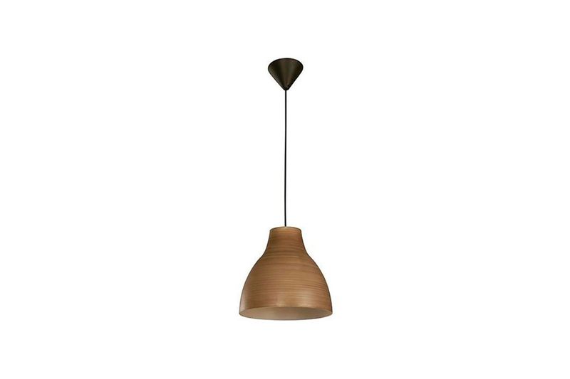 Lámpara de techo chocolate 1 luz E27 25 W Ikelite, vista frontal de la campana suspendida con cable negro