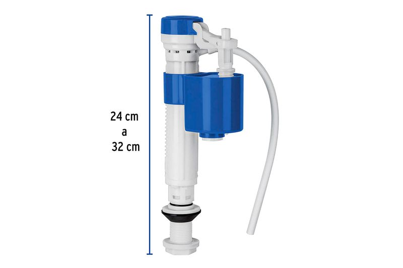 Válvula de llenado entrada tanque bajo Foset, gráfico con medida de altura ajustable de 24 cm a 32 cm