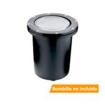 Luminaria sola empotrable para piso SINSA, cuerpo cilíndrico negro con vidrio superior y tornillos de fijación