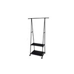 Perchero con ruedas y zapatero 157 cm Koopman Storage Solutions, estructura metálica negra con dos repisas inferiores