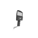 Cobra LED streetlight 150 W, 21000 lúmenes, 10 kV, 100-277 volts, IK10, IP67, 5700 K Ul Ilukon, vista frontal y lateral