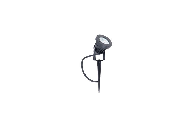 Luminaria de estaca exterior negro 5 W 350 Lm 3000 K 24° IP67 Ledvance, vista lateral del foco y cable de conexión