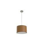 Lámpara colgante níquel satinado 2L E27 60W D32 cm circular Ikelite, con pantalla de tejido café y base metálica
