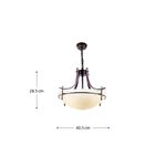 Lámpara de techo chocolate 3L E27 60W Ikelite, imagen con dimensiones de 28.5 cm de alto y 40.5 cm de ancho