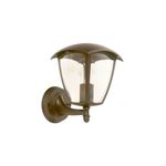 Lámpara exterior de pared chocolate Ravena de 1 luz E27 40W Ikelite, vista frontal con vidrio transparente y bombillo