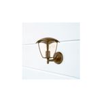 Lámpara exterior de pared chocolate Ravena 1 luz E27 40W Ikelite, vista lateral instalada sobre pared blanca