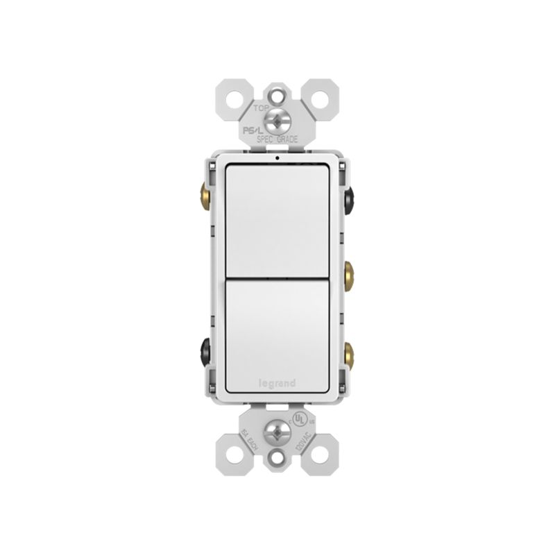 Interruptor de 3 vías Radiant Bticino de 15 Amp y 125 VAC blanco Pyest Artepal, vista frontal del dispositivo