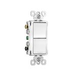 Interruptor de 3 vías Radiant Bticino de 15 Amp y 125 VAC blanco pyest Artepal, vista frontal del dispositivo