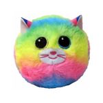 Peluche gatita multicolor Ty, vista frontal del gato redondo con colores arcoíris y ojos negros brillantes