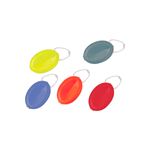 Depósito para moneda Hy-Ko, conjunto de cinco unidades en colores amarillo, gris, azul, naranja y rojo con cadena metálica