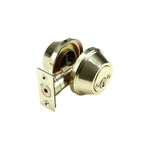 Cerrojo llave/llave dorado Toledo, vista en perspectiva del mecanismo y cilindros con acabado brillante