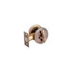 Cerrojo llave/llave bronce antiguo T-Locks, vista en ángulo del cuerpo metálico y el cilindro circular
