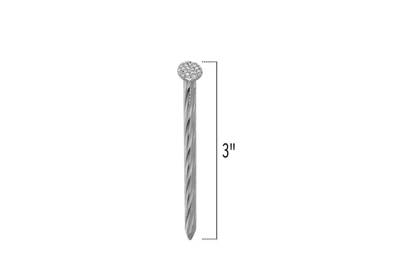 Clavo para concreto 3 pulgadas galvanizado bolsa 1 kg 150 und Fiero, ilustración del clavo con indicación de medida