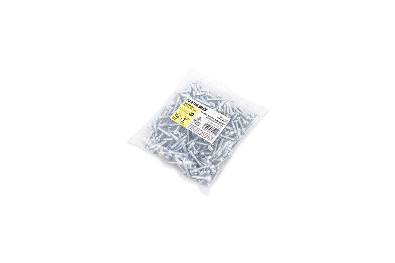 Perno cabeza de ranura 3/16 x 1 bolsa 200 piezas Fiero, bolsa plástica transparente con los pernos y etiqueta frontal