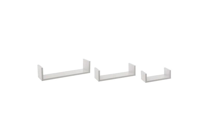 Set repisa de madera blanco 3 piezas 5five, tres repisas flotantes de diferentes tamaños en color blanco