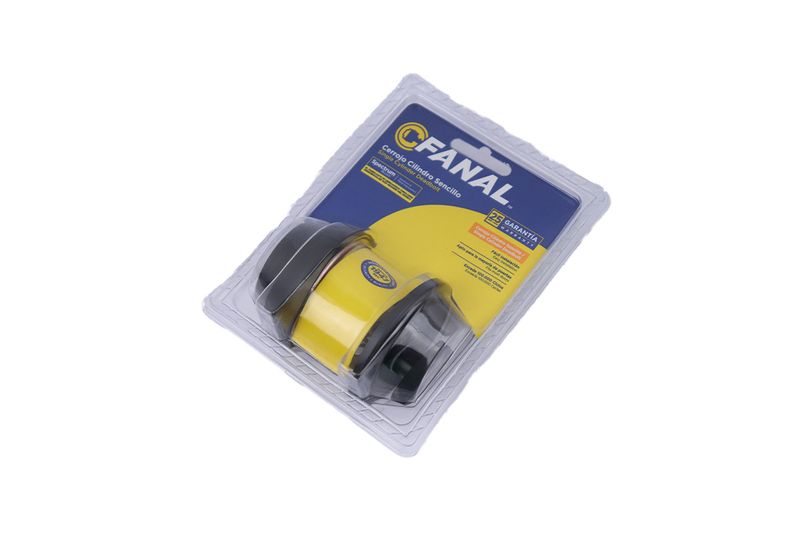 Cerrojo Annecy llave/mariposa negro mate Fanal, producto en su empaque plástico transparente con inserto amarillo