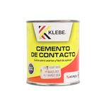 Pegamento cemento de contacto amarillo Klebe de 8 onzas, envase cilíndrico metálico con etiqueta amarilla y roja