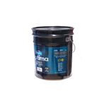 Base aceite brillante óptima modelo pastel cubeta Modelo, vista lateral del envase metálico con etiqueta azul