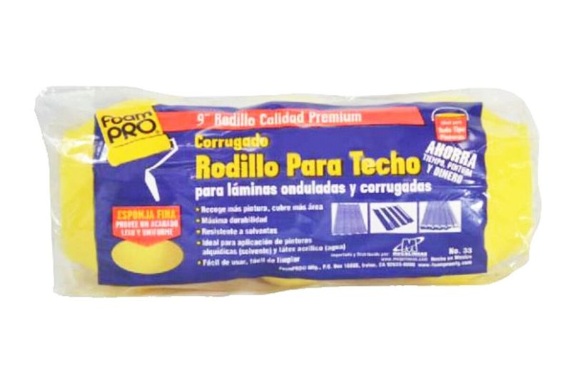 Felpa ondulada para rodillo de 9 pulgadas Nova, empaque plástico con etiqueta azul y amarilla