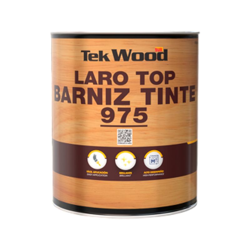 Barniz tinte para madera interior Tek Sur nogal claro brillante estándar, envase cilíndrico metálico con etiqueta