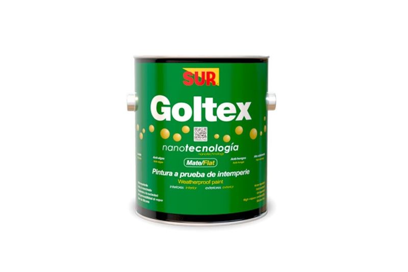 Base látex Goltex 1000 Sur deep mate superior, envase metálico verde con etiqueta blanca y roja