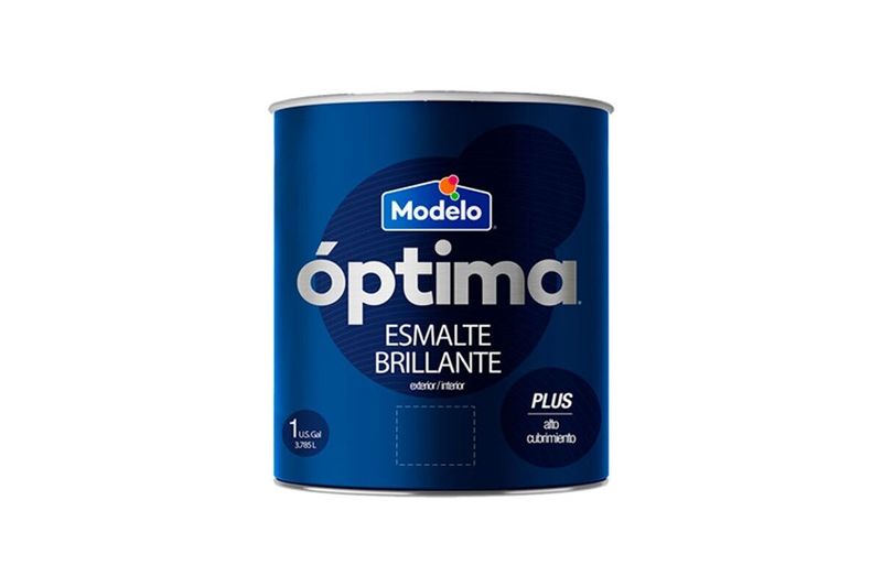 Base aceite brillante Óptima modelo tint Modelo, envase cilíndrico azul con etiqueta blanca y letras plateadas