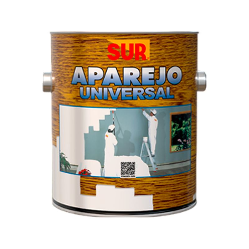 Sellador blanco transparente aparejo universal cuarto Sur, envase metálico con ilustración de personas pintando