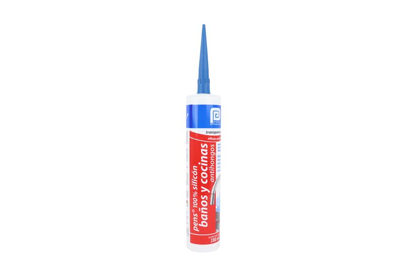 Sellador transparente baños y cocina especial antihongos Pennsylvania de 280 ml, tubo blanco con boquilla azul