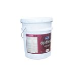 Base látex óptima pastel mate Modelo, cubeta de 5 galones vista desde un ángulo lateral con etiqueta informativa