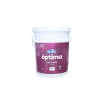 Base látex Optima Accent satinada Modelo, cubeta de 5 galones con etiqueta color púrpura y blanco