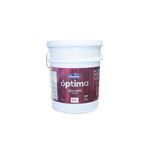 Base látex óptima tint satinada Modelo, cubeta blanca de 5 galones con etiqueta color vino y letras blancas