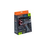 Lámpara recargable 900 lúmenes alta potencia para auto Truper, en su empaque con detalles técnicos y color negro