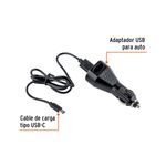 Lámpara recargable 900 lúmenes alta potencia para auto Truper, adaptador USB para auto y cable de carga tipo USB-C