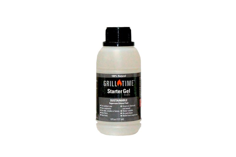 Gel encendedor de carbón de 6 onzas Grill Time Sinsa, botella plástica blanca con etiqueta negra y tapa negra