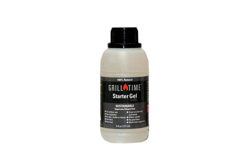 Gel encendedor de carbón de 6 onzas Grill Time Sinsa, botella de plástico blanca con etiqueta negra y tapa negra