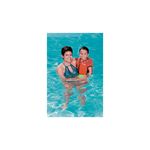 Camisa flotador para niño/niña con mangas talla 3-6 años M/L Swim Safe Bestway, niño usándola en una piscina con una mujer