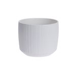 Macetera cerámica redonda de 15 cm colores varios Koopman, color blanco con textura de líneas verticales