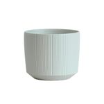 Macetera cerámica redonda de 15 cm colores varios Koopman, color blanco con textura de líneas verticales