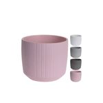 Macetera cerámica redonda de 15 cm colores varios Koopman, vista frontal de maceta rosa con opciones en blanco y grises