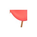 Silla Tahoe coral Atmosphera, primer plano del asiento rojo y detalle de una pata de madera