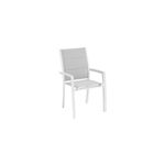Silla Allure blanco Hespéride, vista diagonal frontal con estructura blanca y asiento y respaldo en tela gris claro