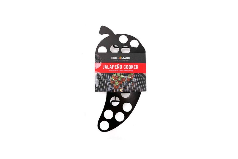 Asador para chiles 11 x 5.25 pulgadas Grill Mark, producto en su empaque con ilustración de chiles asándose