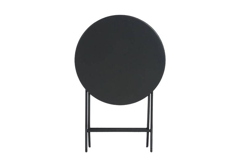 Set mueble Greensboro folding redondo gris 3 pza Hespéride, vista frontal de la mesa circular desplegada