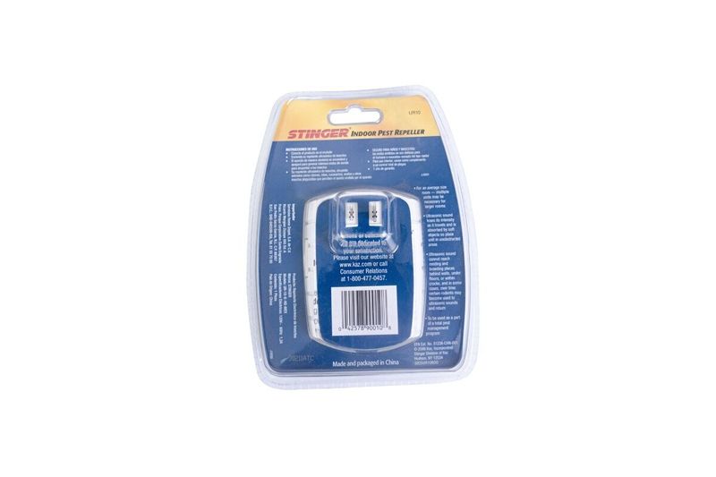 Repelente mata insecto electrónico Rebull, parte posterior del empaque con instrucciones y código de barras