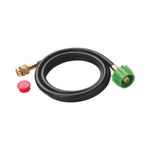 Válvula y adaptador para barbacoa Weber de 72 pulgadas, manguera negra enrollada con adaptador verde y tapón rojo